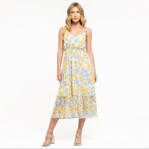 August sky women's sleeveless floral maxi dress
